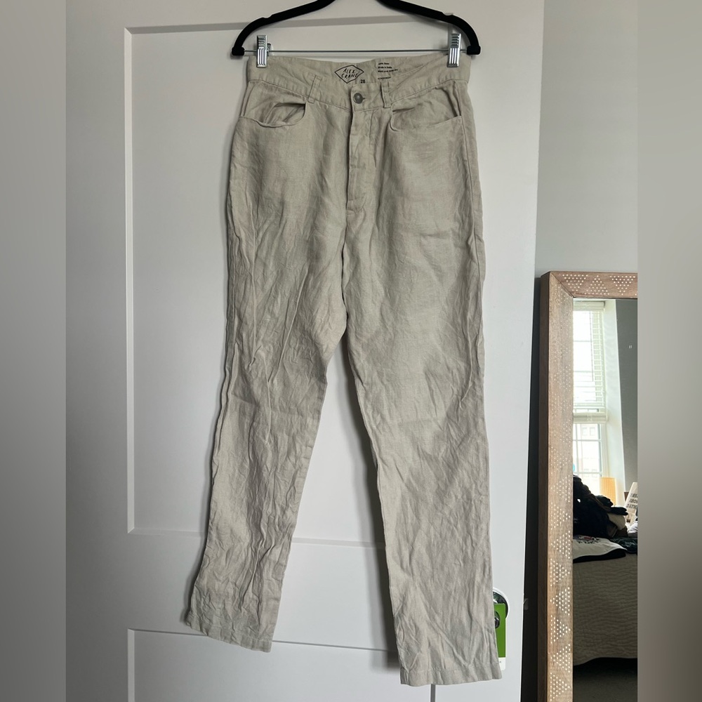 Alex Crane Light Beige Linen Pants